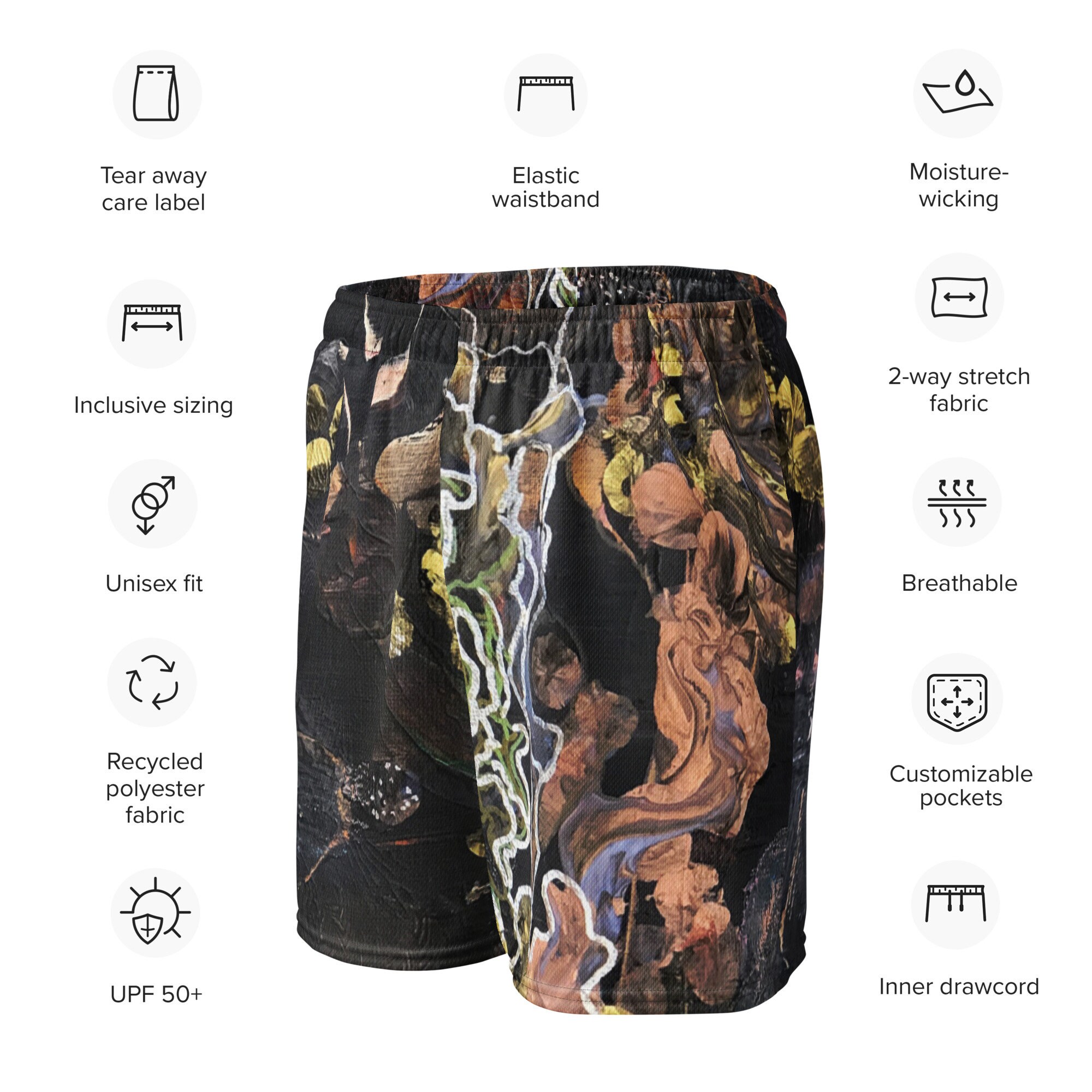 Mens Mesh Shorts With Design / Artwork / Moisture Wicking