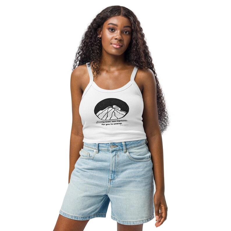 Women's Micro-Rib Tank Top, Airlume Cotton, Thick Straps, Mid-Length, Stylish, Art Inspired, Stretch Fit, Words & Toons