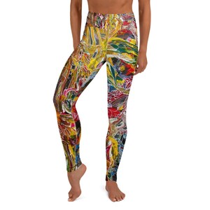 Yoga Leggings For Women, Workout, Exercise, Abstract Art Inspired, Pocket, Ankle Length, Gifts For Her – Deep in The Color Rainforest