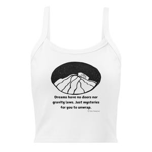 Women's Micro-Rib Tank Top, Airlume Cotton, Thick Straps, Mid-Length, Stylish, Art Inspired, Stretch Fit, Words & Toons