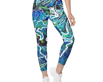 Crossover Leggings for Women, 2XS-6XL,  Yoga Pants, Pockets, Fashion Leggings, Stretchy Polyester Spandex, Pathways