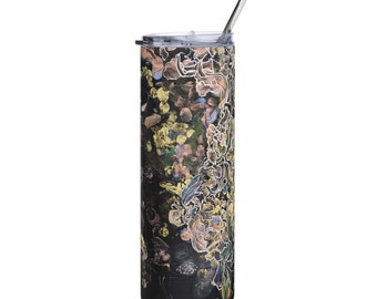 Stainless Steel Tumbler, Art: The Sparkling Night, Hot Drink, Cold Drink, Straw, Lid, 20oz, Makes a great gift!