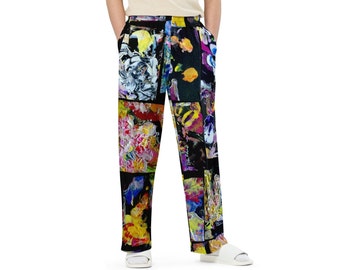 Unisex Lounge Hose, Weites Bein, Elastische Taille, Tunnelzug, Jersey Stoff, Relaxed Fit, Jogginghose, Geschenk, Art: The Feast - Makro in The Micro