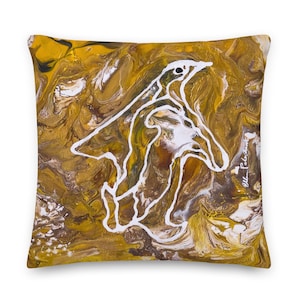 Penguin, Autumn Day, Abstract Art Pillow, Decorative, Stylish Home Decor, Shape Retaining, Sofa Pillow, Artist Designed, Say It With Pillows
