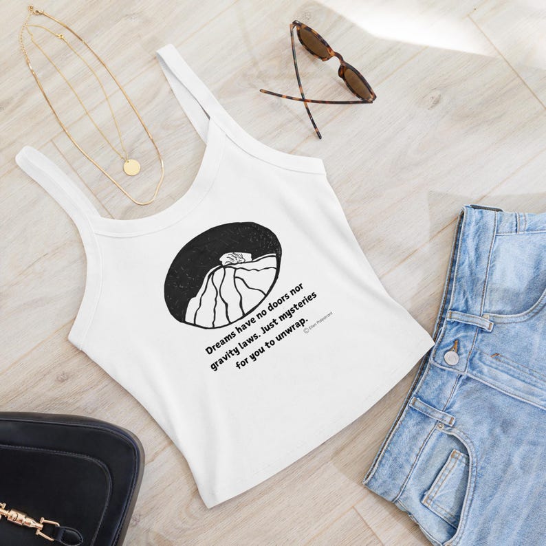 Women's Micro-Rib Tank Top, Airlume Cotton, Thick Straps, Mid-Length, Stylish, Art Inspired, Stretch Fit, Words & Toons