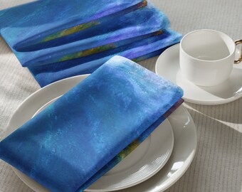 Cloth Napkin Set, Set of 4, Art Inspired: Blue Mountains, Table Linens, Napkins, Special Events, Everday Dinners