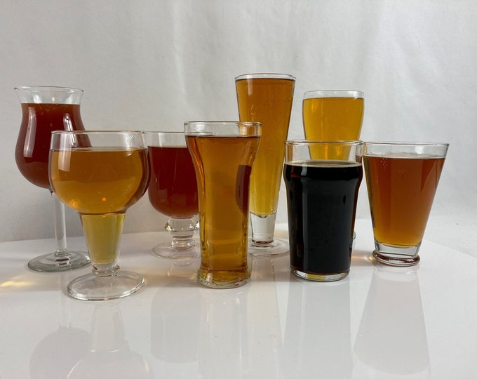 Curated Selection of 8 Beer Glasses, Beer Lover's Gift, Valentines Gift for Him, BG-7