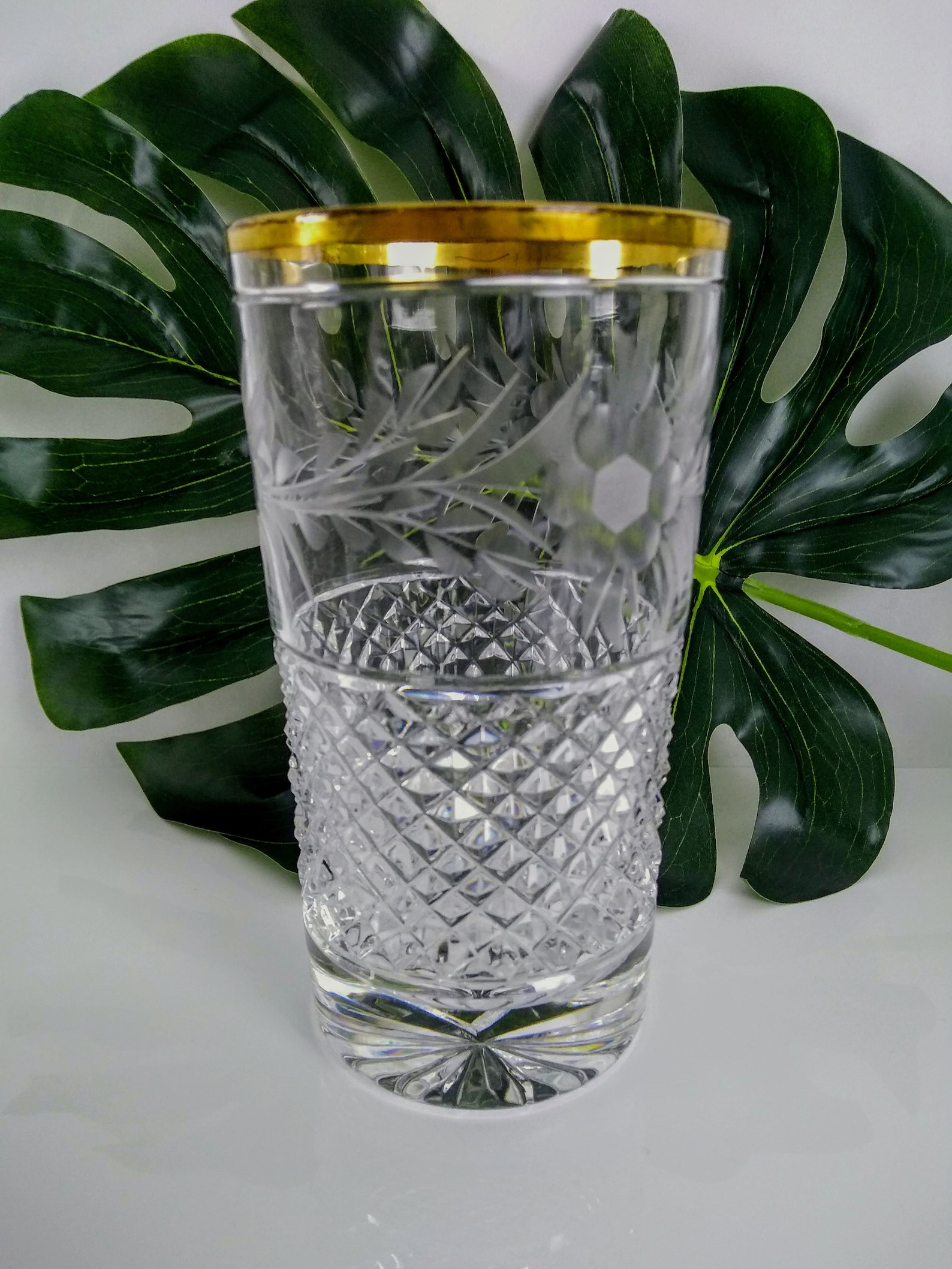 Exquisite Crystal Highball Glasses with Gold Trim 5 Etsy