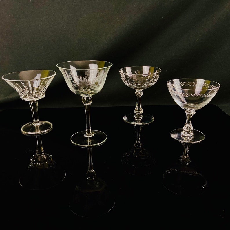 12 Mid Century Cocktail Coupe Glasses Crystal Champagne Coupes Etsy
