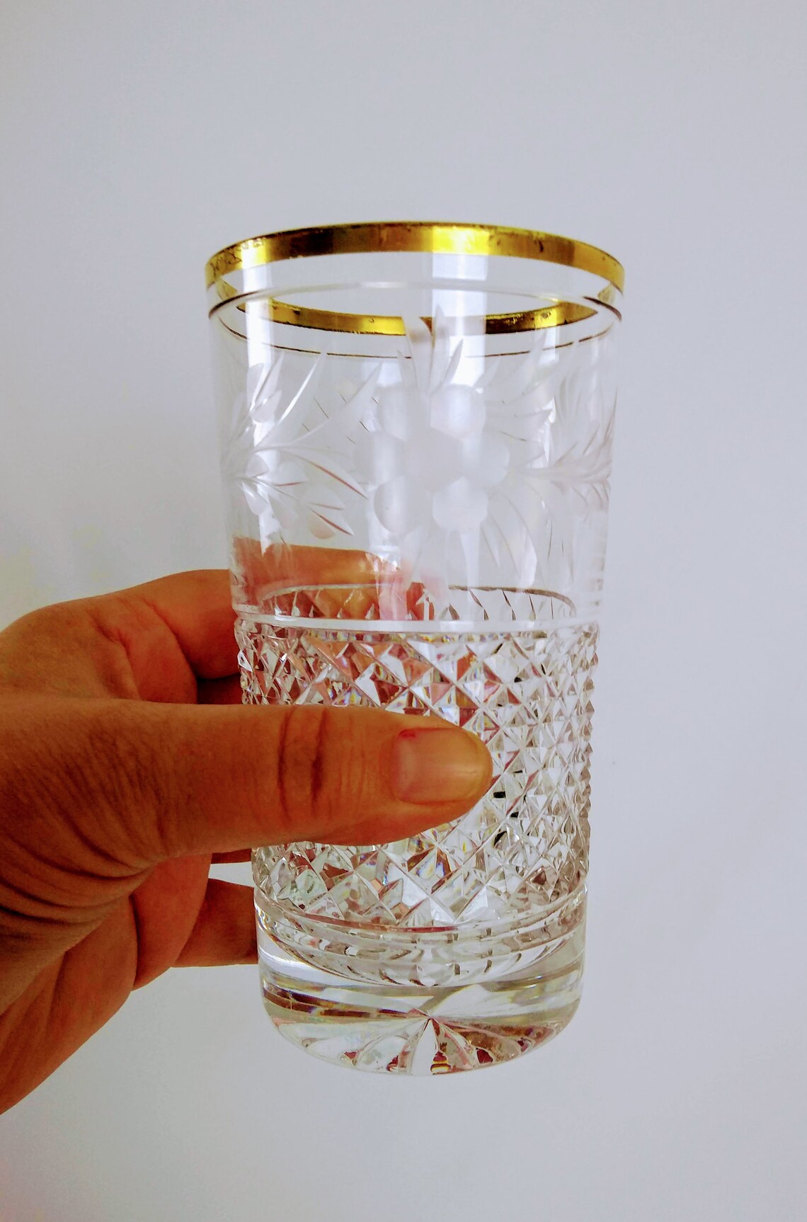 Exquisite Crystal Highball Glasses with Gold Trim 5 Etsy