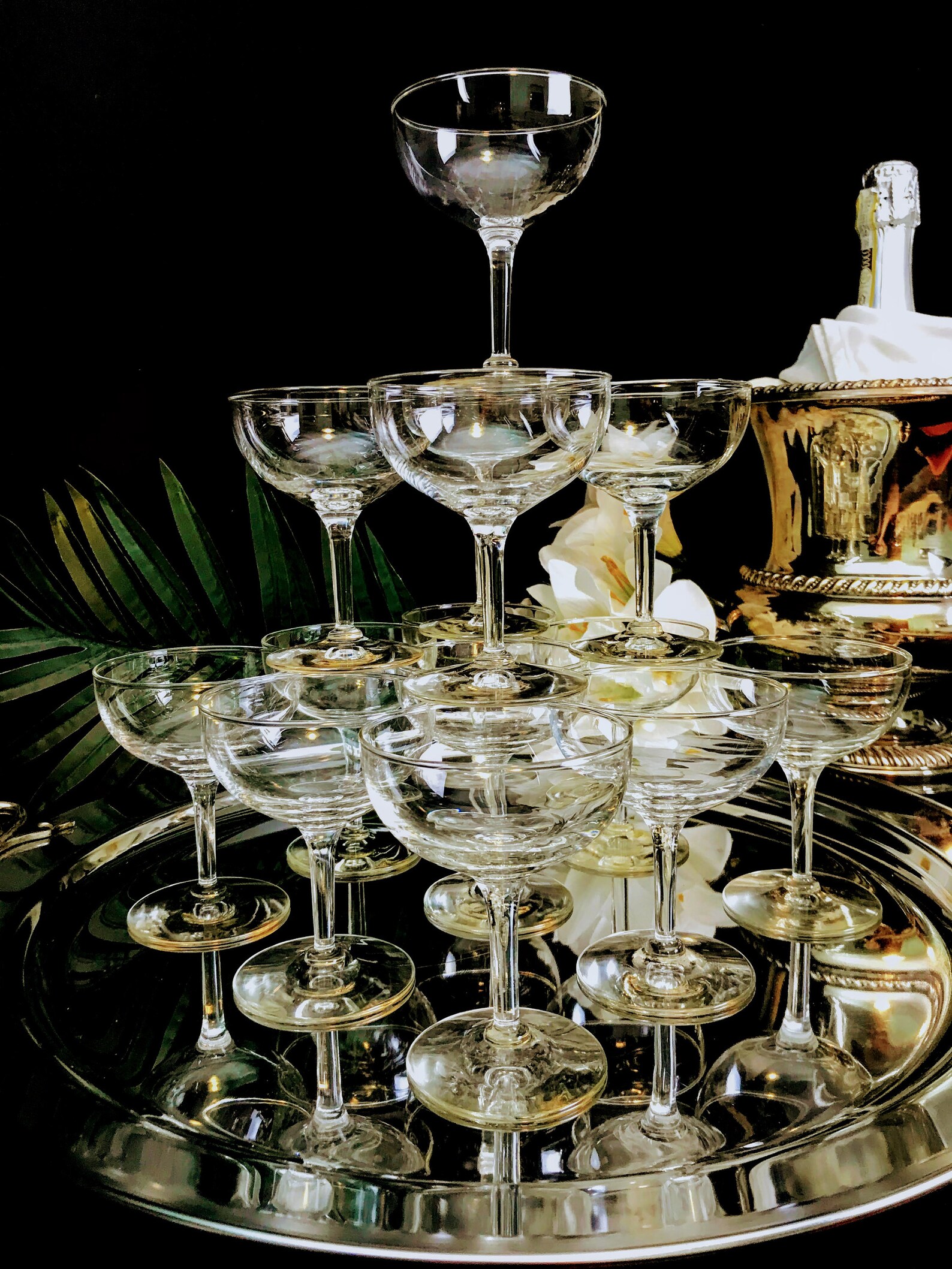 Great Gatsby Champagne Coupe Tower 14 Matching Coupe Glasses/ Etsy