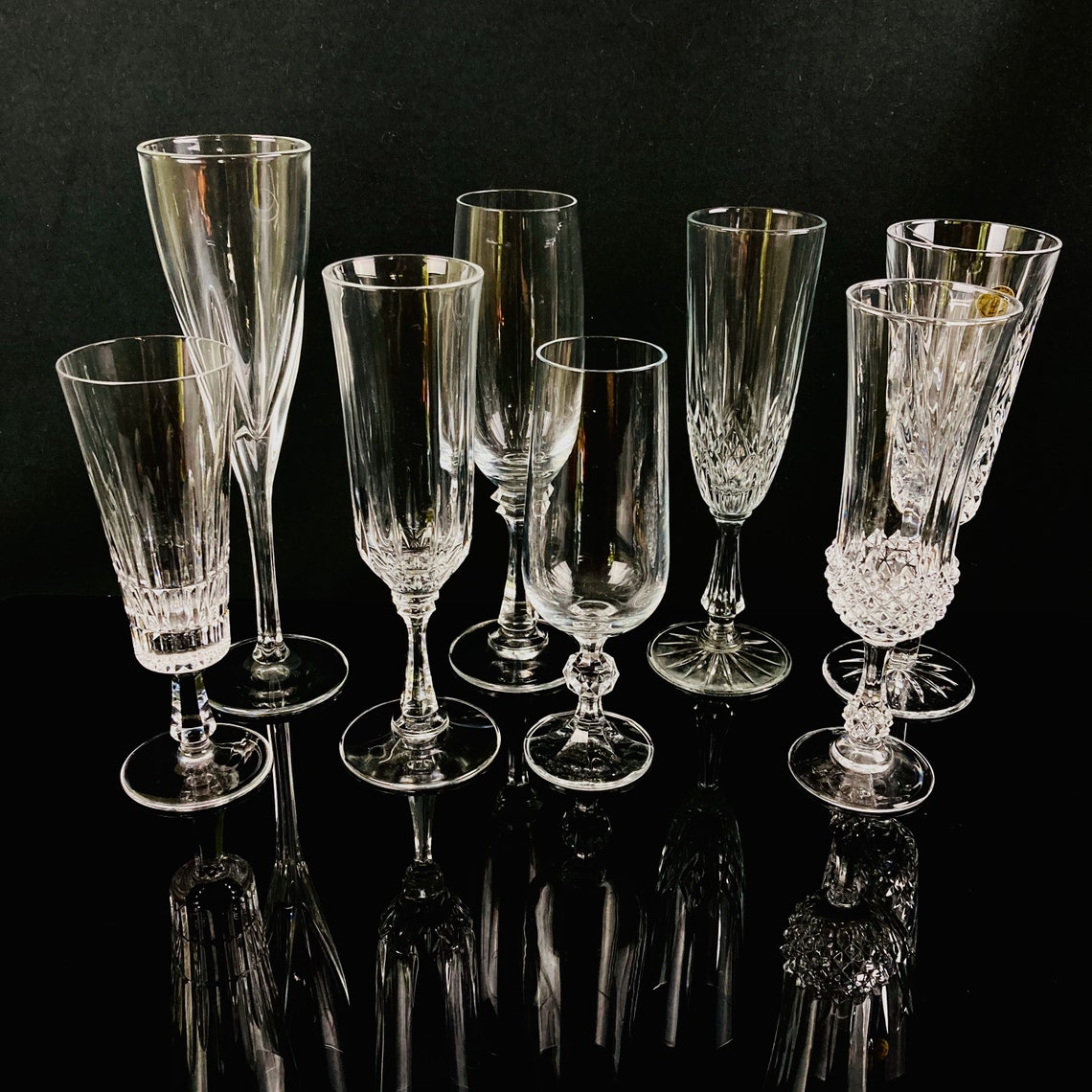 Exquisite Crystal Champagne Flutes/ Set of 8 Crystal Curated Etsy