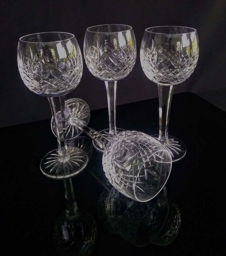 Set of 4 Exquisite Waterford Crystal Wine Hoc Glasses 7 and 38 inches Tall
