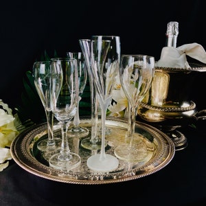 19th Century Crystal Champagne Flutes—Set of 8 — Curio Shop