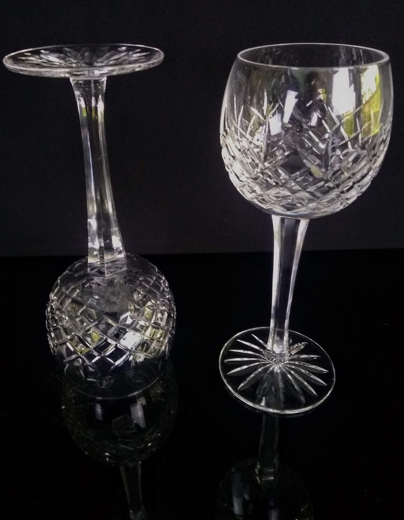 Set of 4 Exquisite Waterford Crystal Wine Hoc Glasses 7 and 38 inches Tall