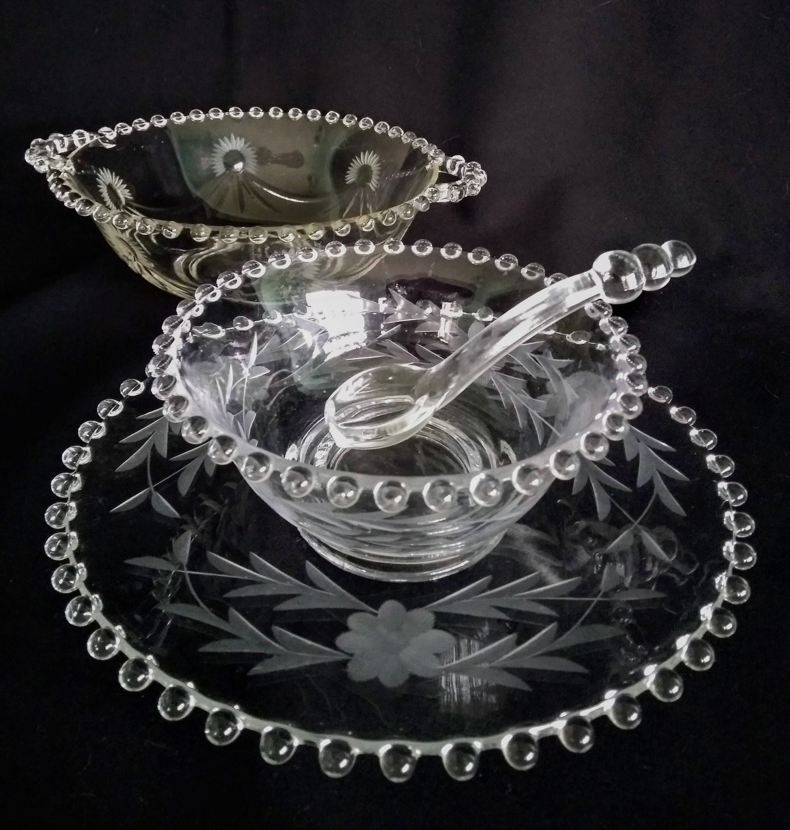 Imperial Candlewick Glass Cut Crystal Serving Bowls CIRCA Etsy