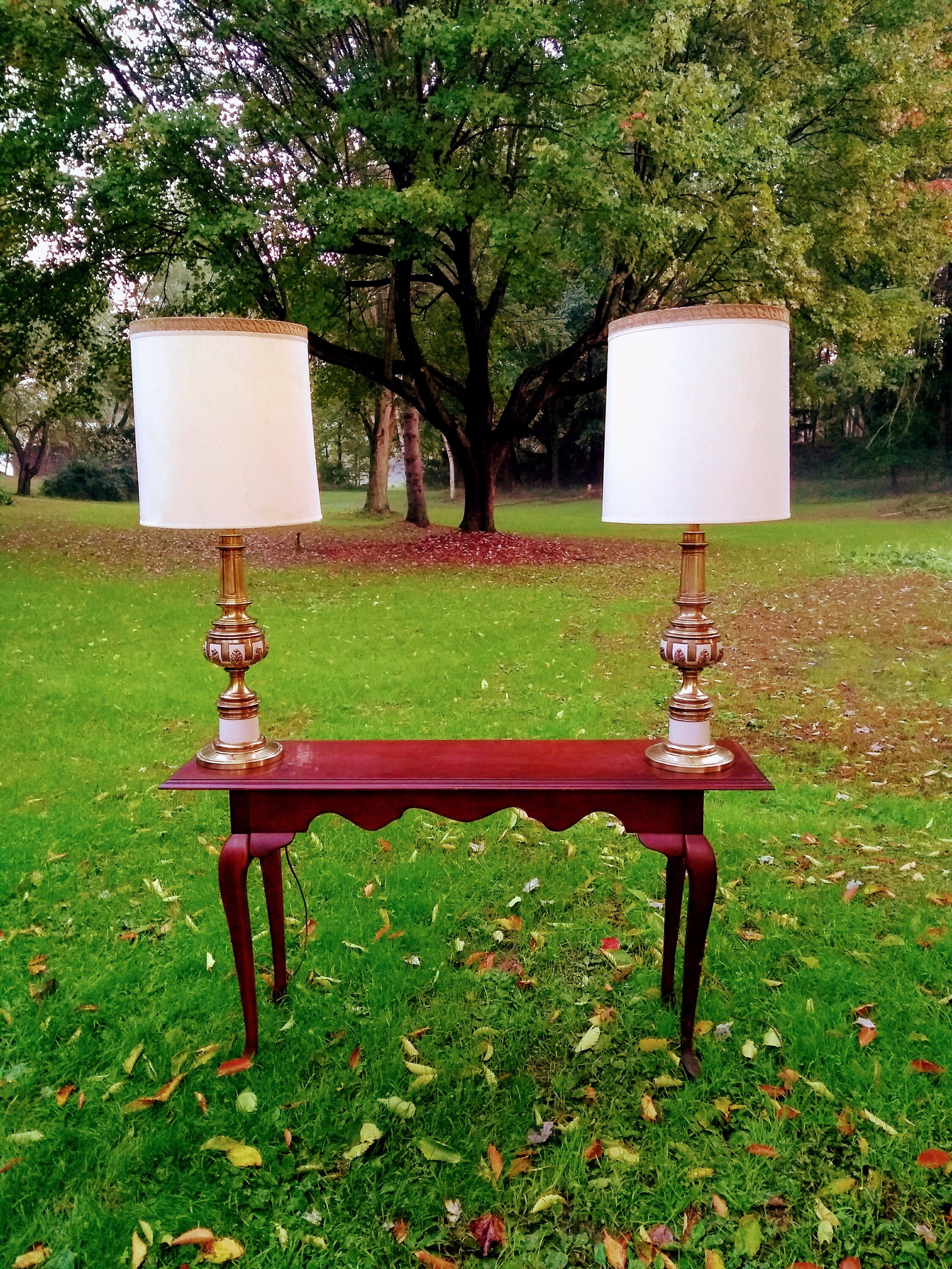 XXL Hollywood Regency Solid Brass Lamps by Stiffel, a Pair