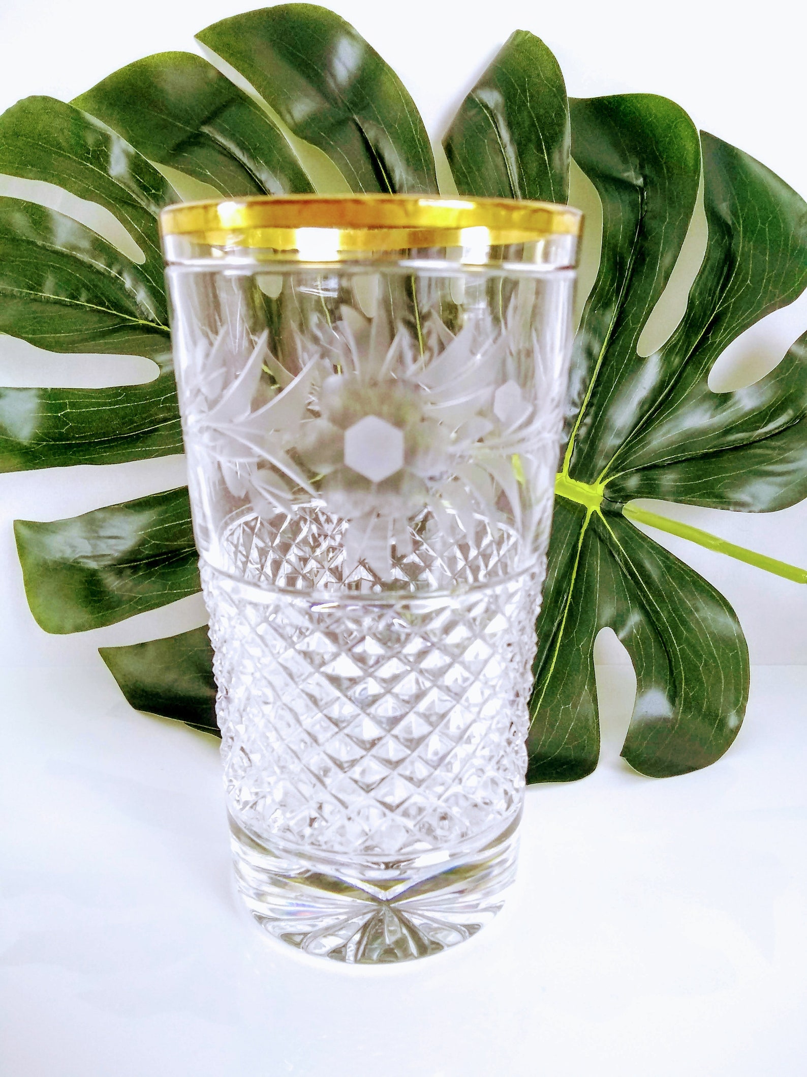 Exquisite Crystal Highball Glasses with Gold Trim 5 Etsy