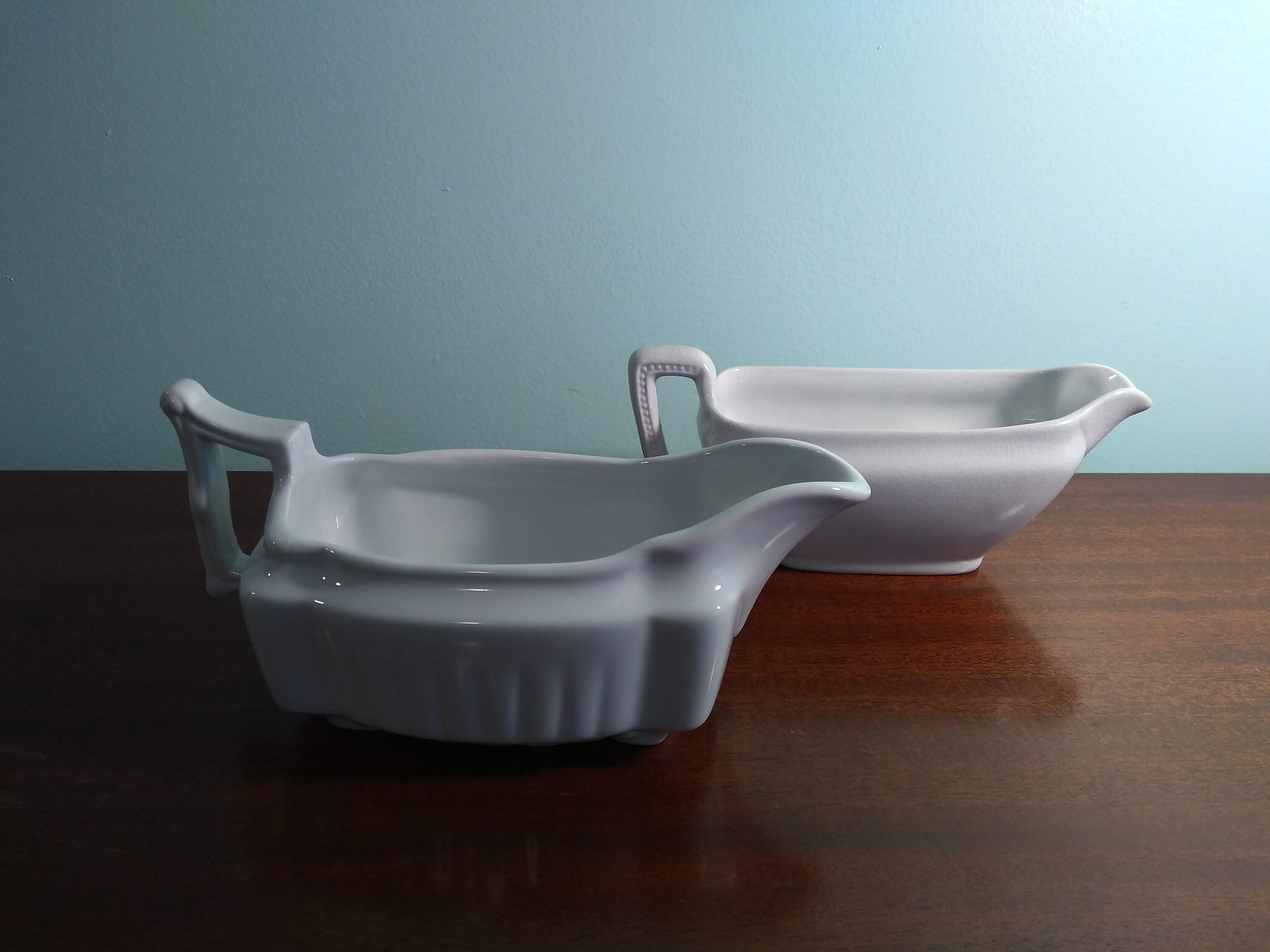 Antique Ironstone White Gravy Boats CIRCA 1905/ Farmhouse Etsy