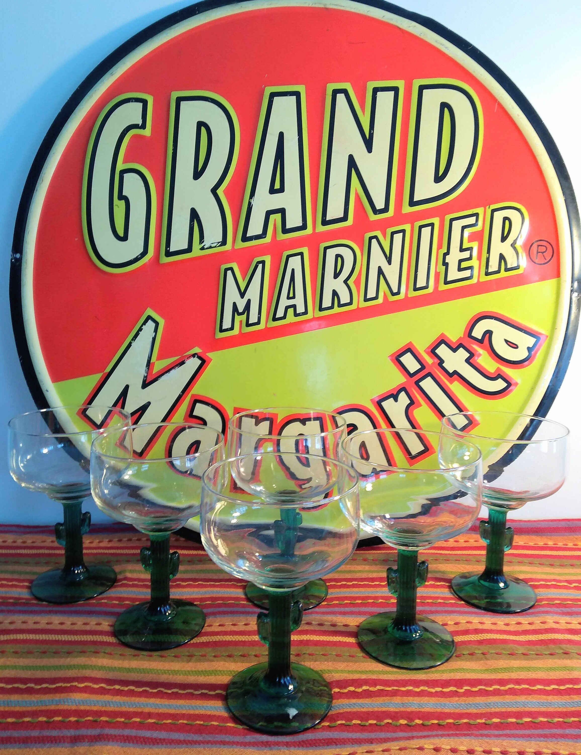 Margarita Glasses with Green Cactus Stems/ Father's Day Etsy