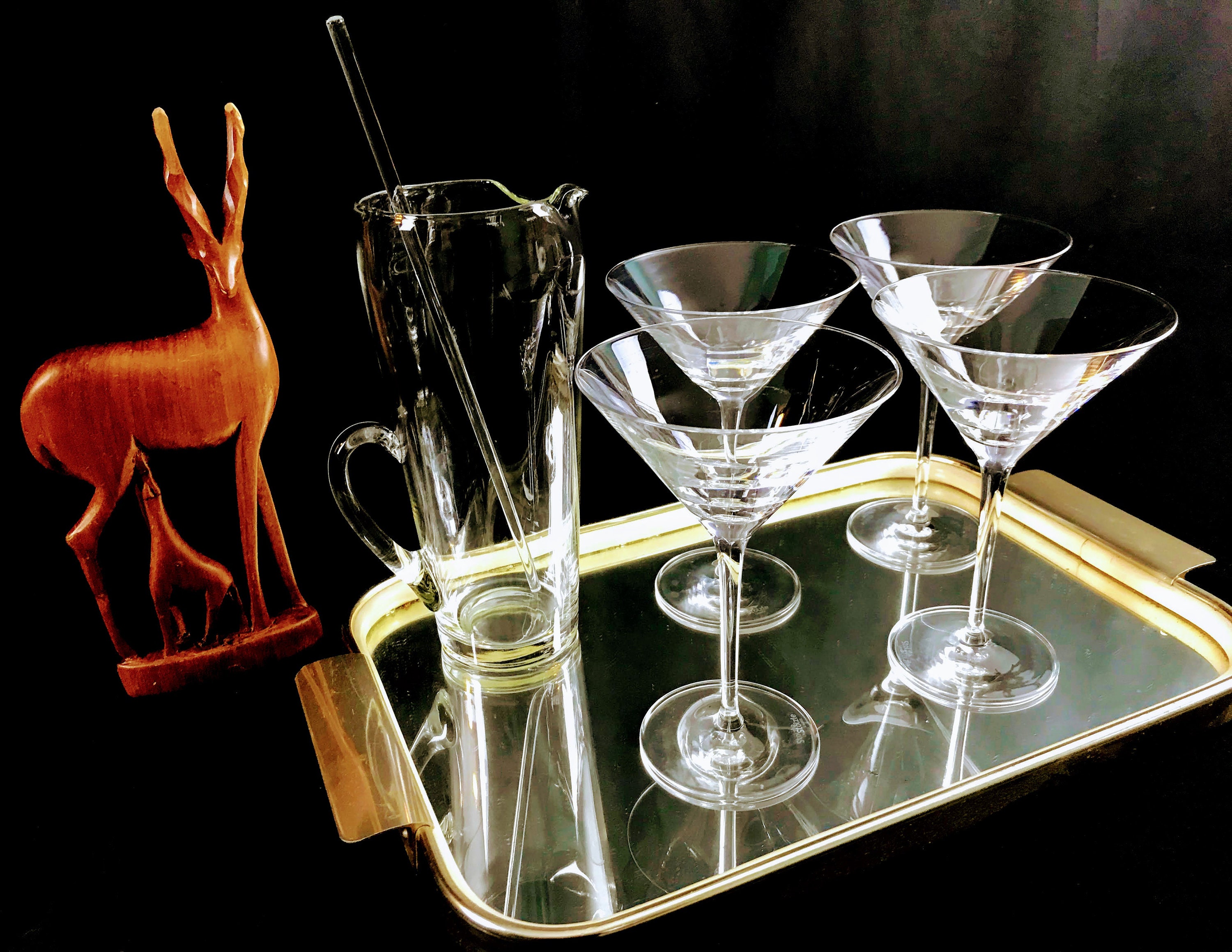 Figural Stag Martini Glasses - Set of 2