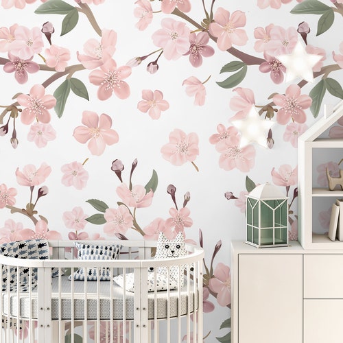 Blooming Cherry Trees Wallpaper Self Adhesive Peel and Stick Etsy