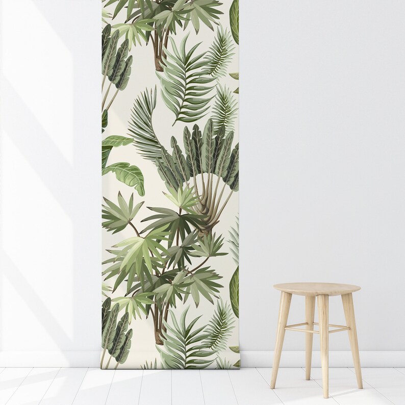 Palm Leaf Peel and Stick Wallpaper Tropical Tree Removable Etsy