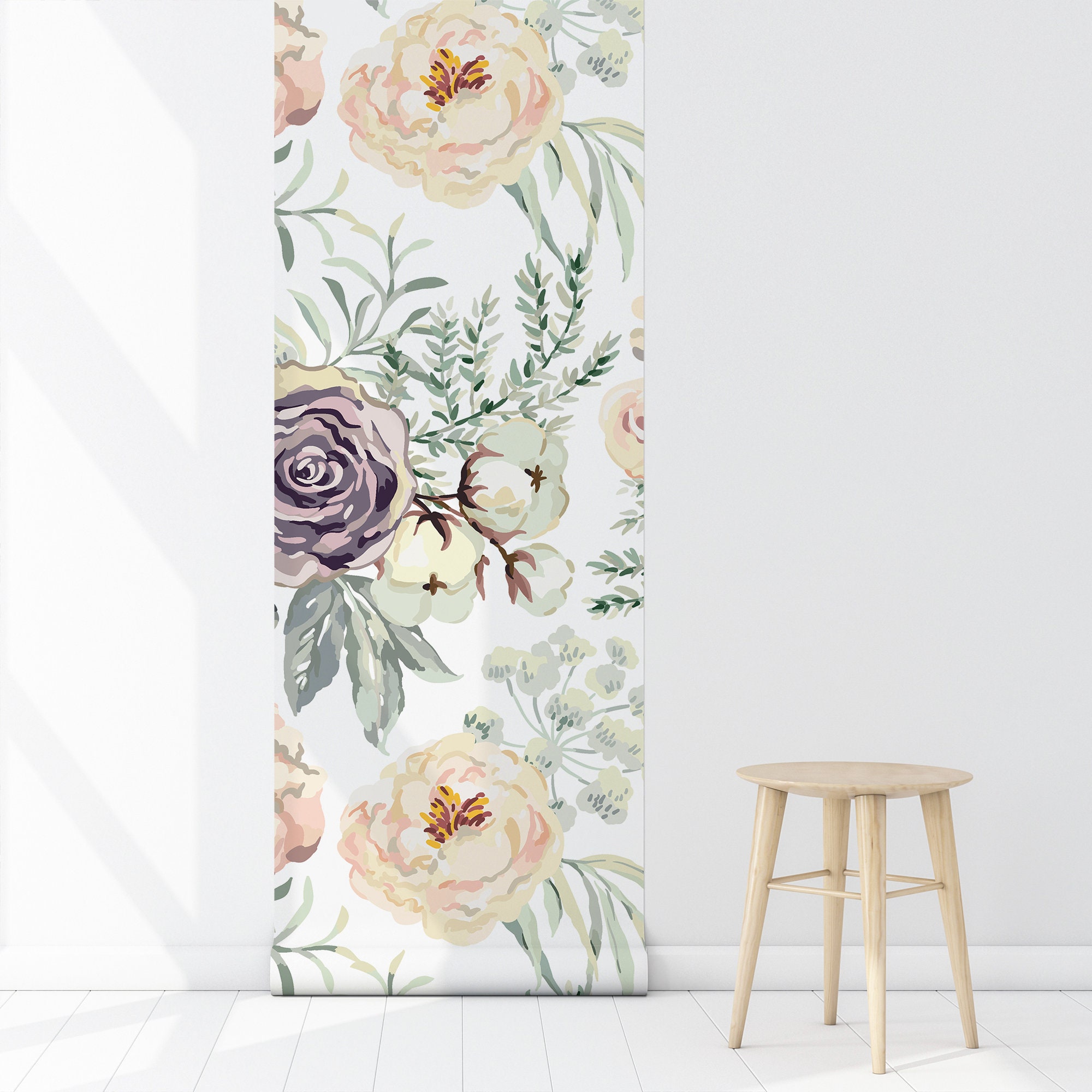 Floral Peel and Stick Wallpaper Vintage Flower Removable - Etsy