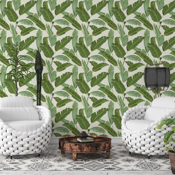 Big Leaves Peel /& Stick Wallpaper Exotic Jungle Temporary Wall Decor Botanical Self Adhesive Wall Mural Tropical Plants Removable Decal