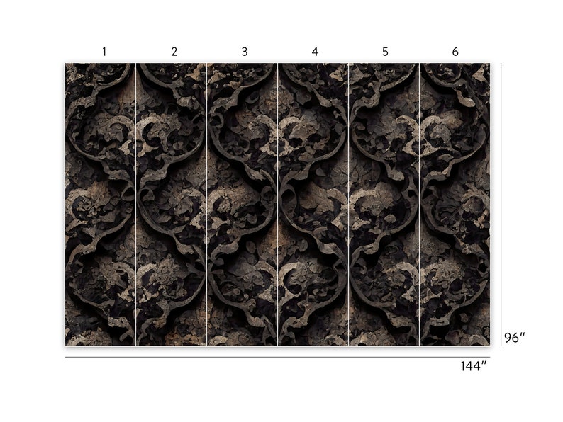 Dark Gothic Peel and Stick Wallpaper Victorian Damask - Etsy