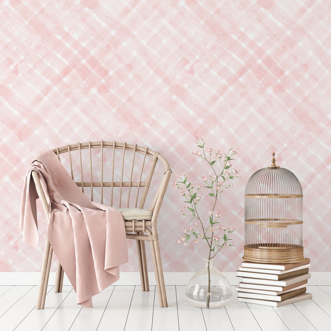 Watercolor Grid Removable Wallpaper Cute Kids Nursery Self Etsy