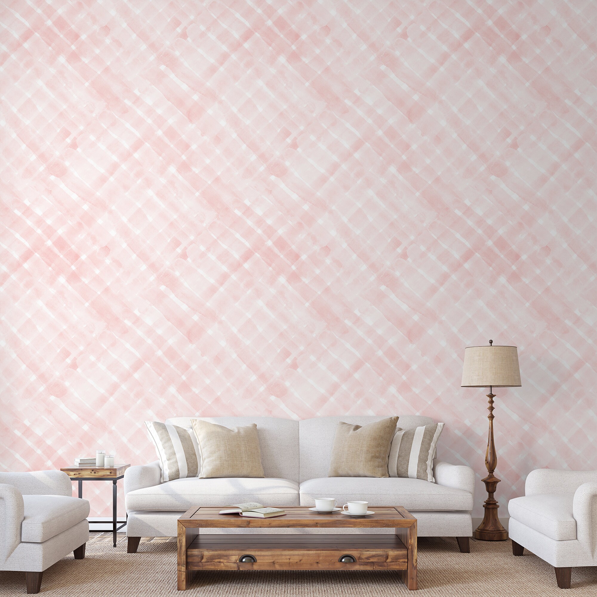 Watercolor Grid Removable Wallpaper Cute Kids Nursery Self Etsy