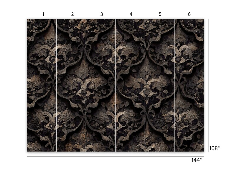 Dark Gothic Peel and Stick Wallpaper Victorian Damask - Etsy