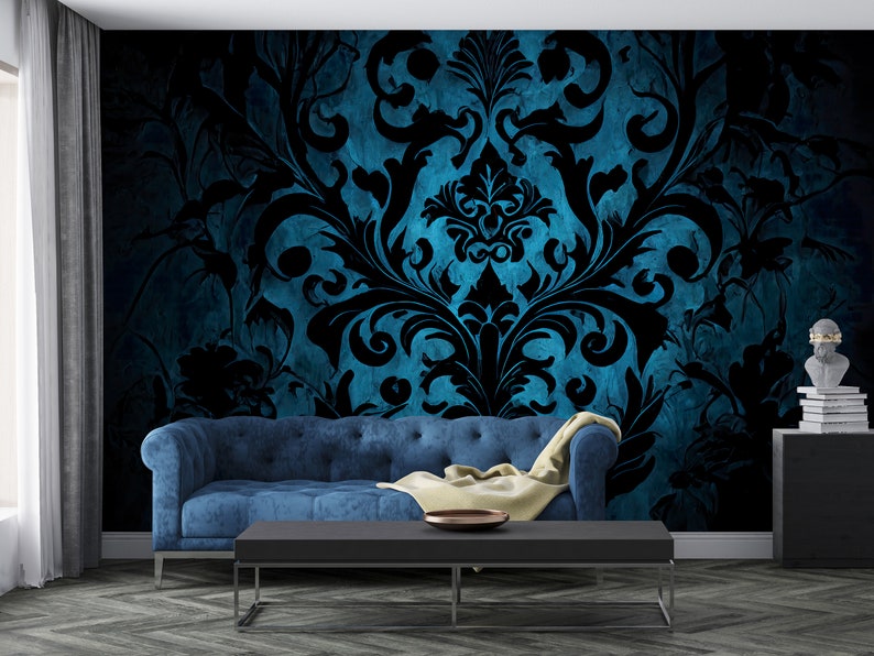 Gothic Damask Peel and Stick Wallpaper Dark Victorian - Etsy