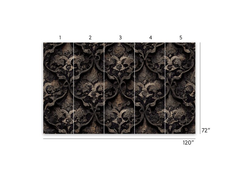 Dark Gothic Peel and Stick Wallpaper Victorian Damask - Etsy