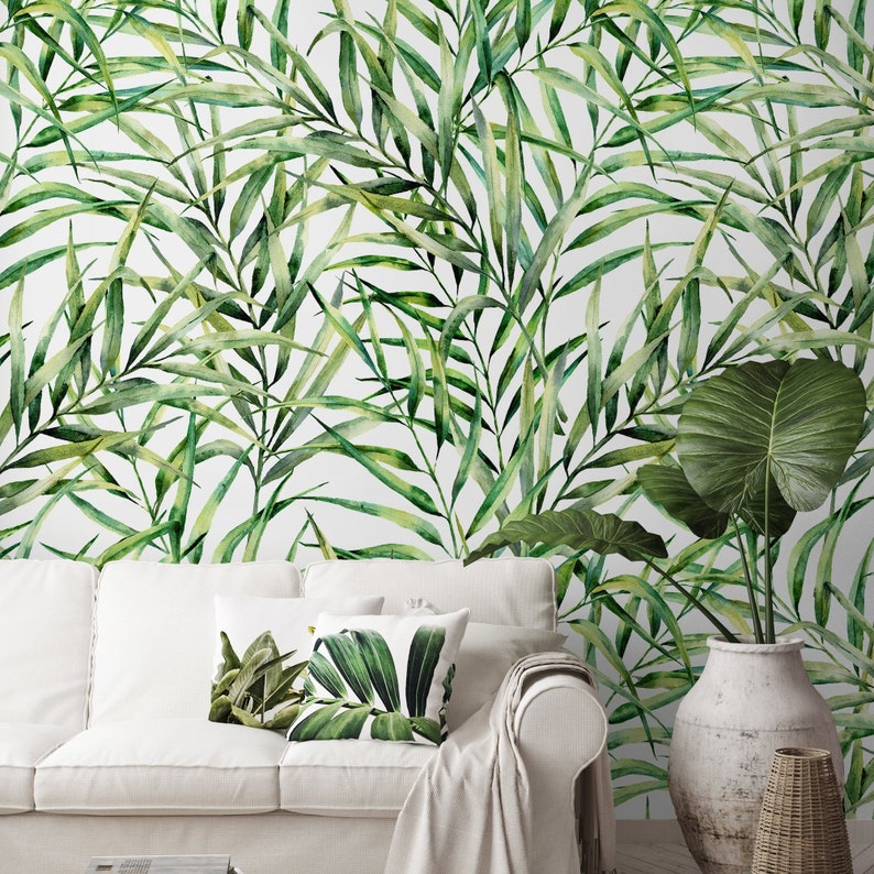 Palm Leaves Removable Wallpaper Exotic Tree Self Adhesive - Etsy