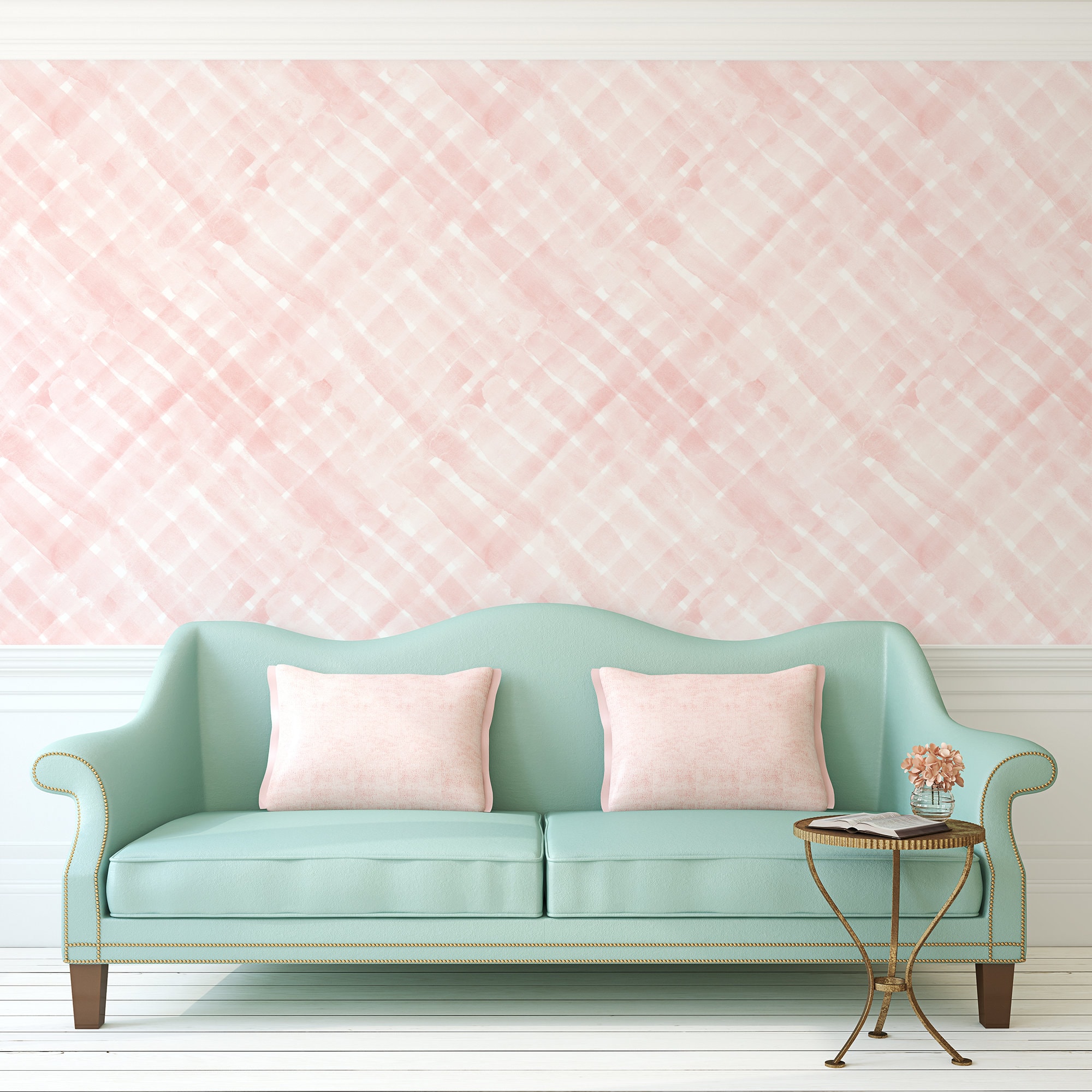 Watercolor Grid Removable Wallpaper Cute Kids Nursery Self Etsy