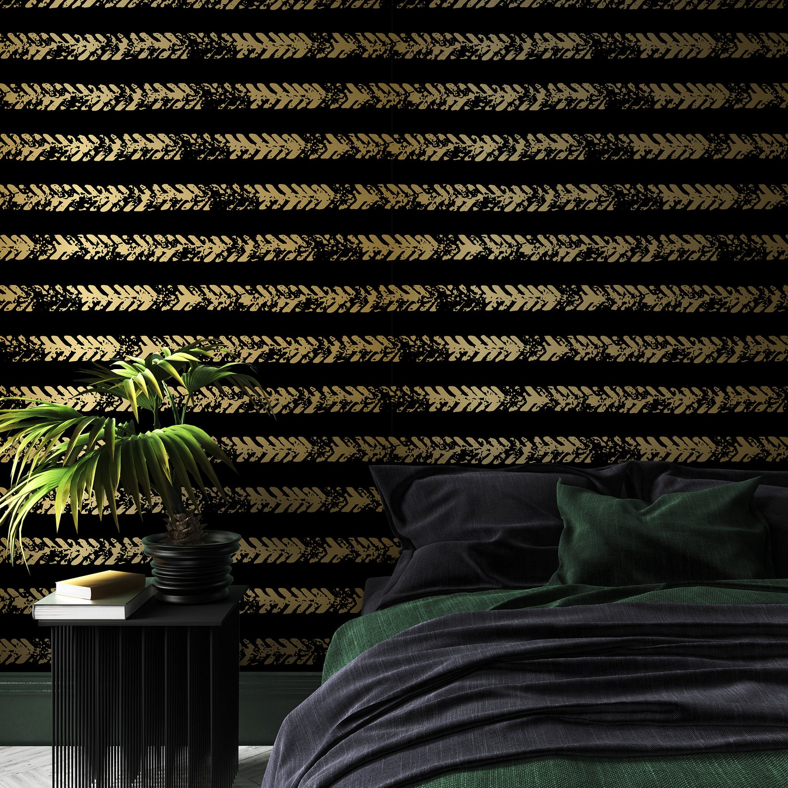 Dark Gothic Removable Wallpaper Black Geometric Stripes Self Etsy