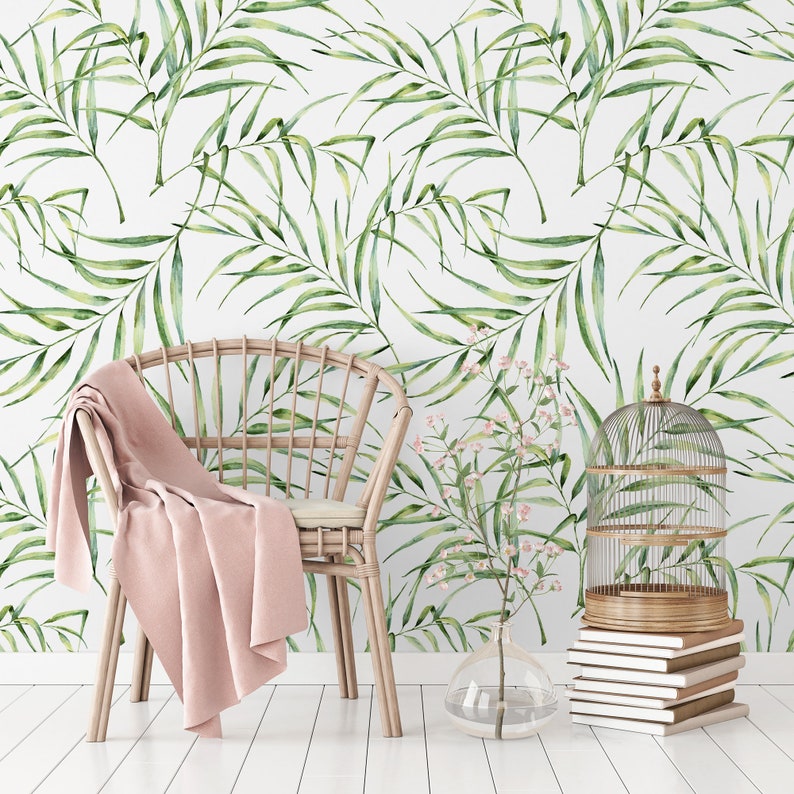 Palm Leaf Peel and Stick Wallpaper Tropical Removable - Etsy
