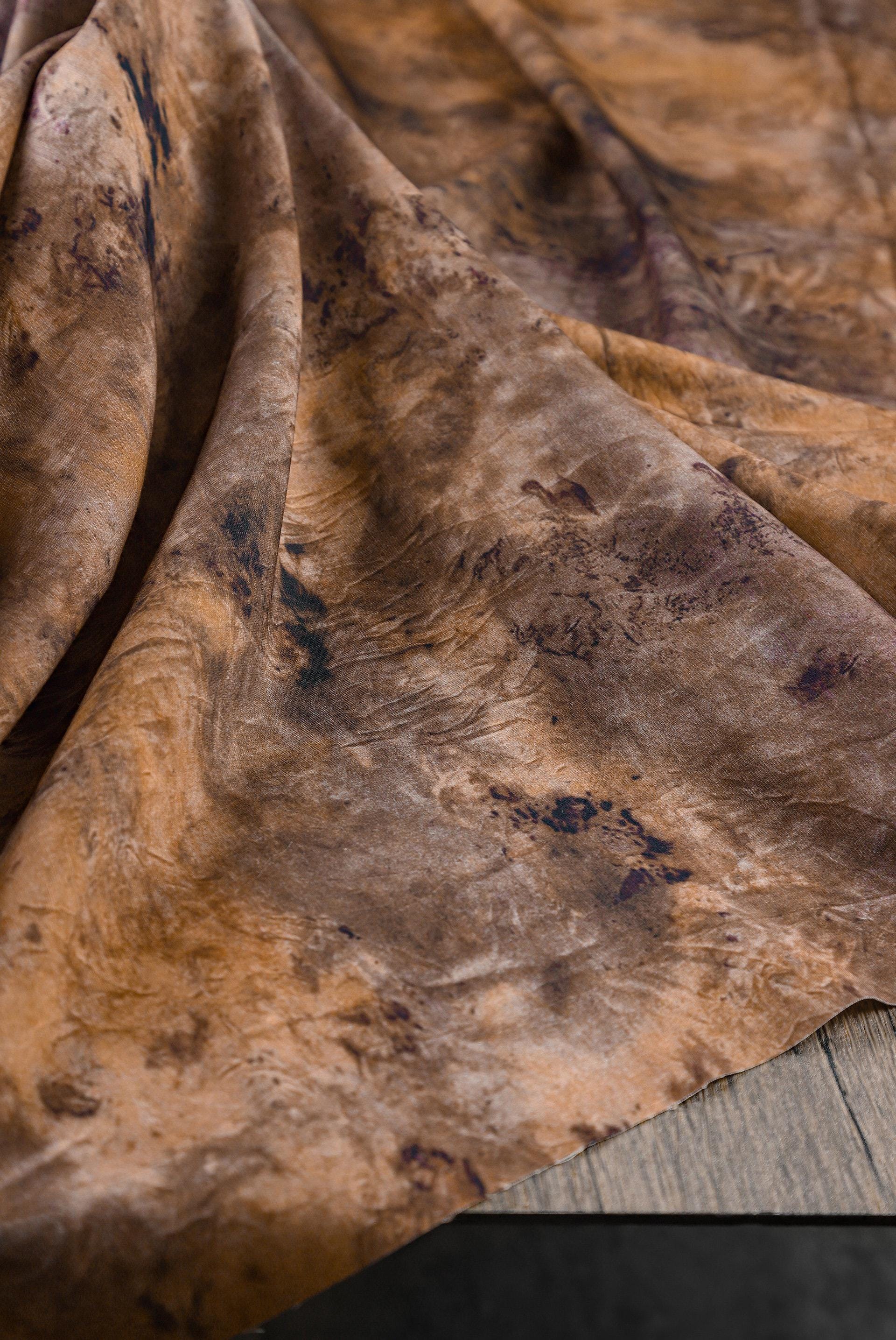 Plant-dyed Fabric, Distressed Fabric, Yellow-black Mottled Fabric, Tie-dyed Fabric, Botanical Dyeing Fabric, Dunhuang Style Dress Cloth, A77