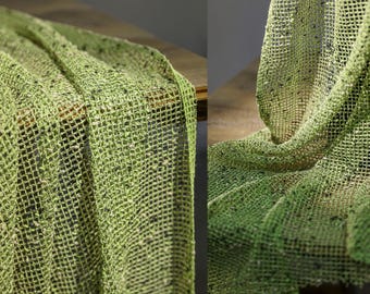 Tela verde claro, tela de malla, tela de cuadrícula, tela tejida multicolor, tela estilo red, tela de punto transparente, ropa DIY, A9-2