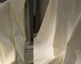 Tissu texturé froissé, Tissu mélangé coton-lin, Tissu de couleur naturelle, Tissu Tencel, Tissu plissé, Tissu pour manteau, Tissu pour vêtement, A33