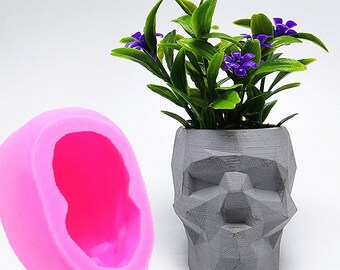 Abstract Skull Flowerpot Silicone Mold Fondant Cake Mold Resin Plaster Chocolate Mold 