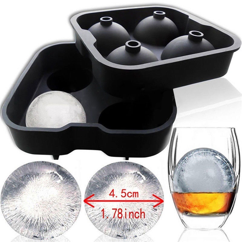 4 Hole Ice Cube Makers Round Ice Hockey Mold Whisky Cocktail Vodka