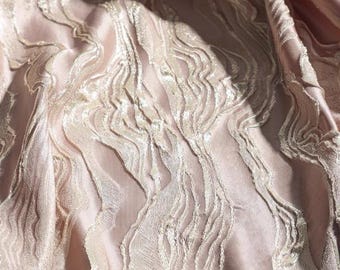 Wave Jacquard Fabric, 3D Embossed Texture Fabric, Gold Thread Fabric, Pink Fabric, Blue Fabric,  Creative Evening Gown Fabric, A37-2