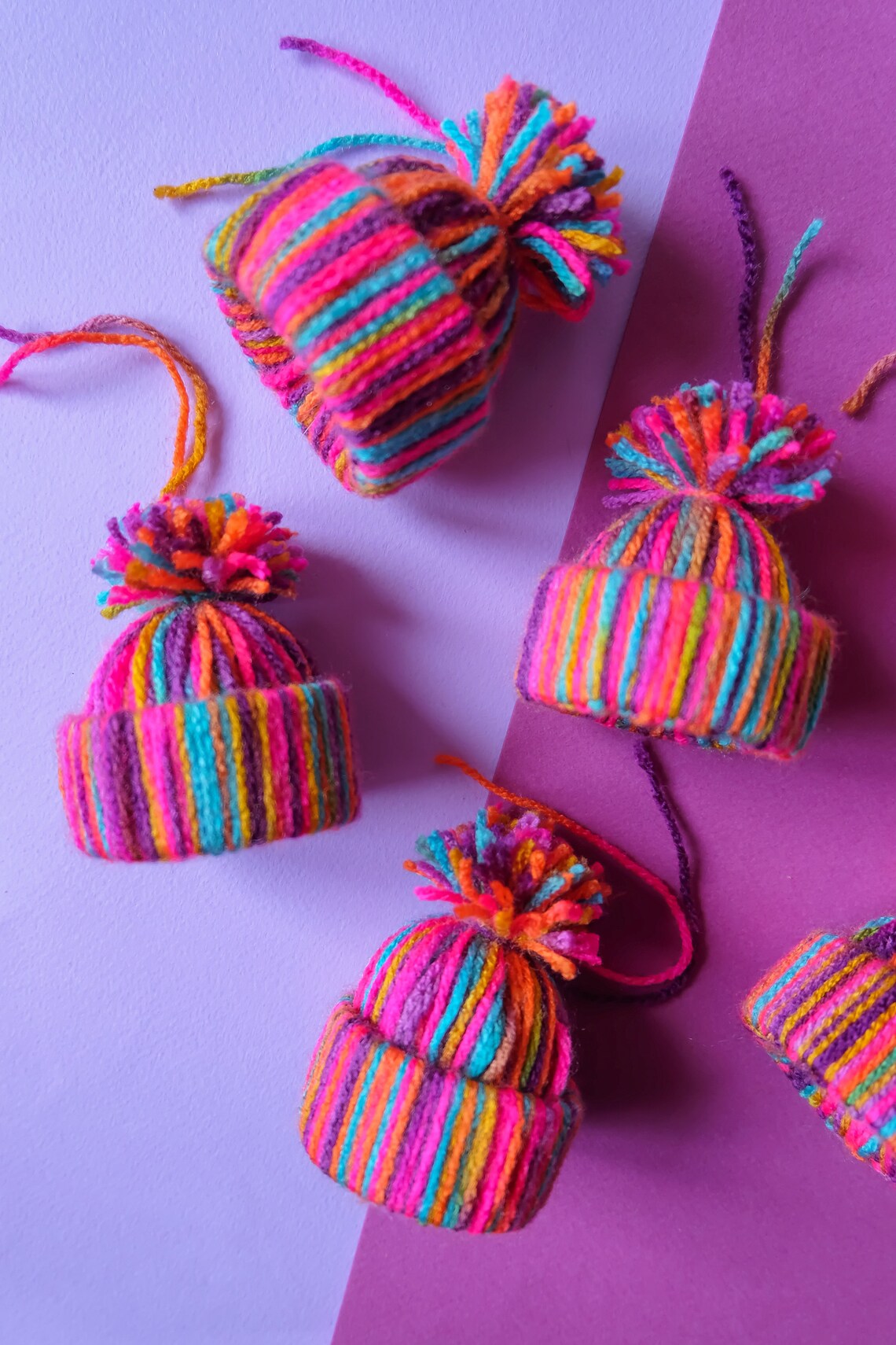 Handmade Wool Bobble Hat Christmas Tree Ornament Decorations Etsy UK