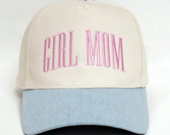 Girl Mom Trucker Hat, Embroidered Mom Life Cap, Trendy Motherhood Outfit