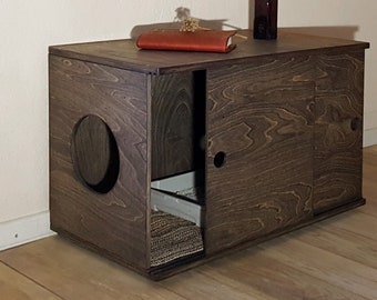 Cat litter box furniture, M, Cat litter cabinet, Cat litter cover, Plywood pet furniture