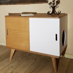 Sliding door cat litter box furniture, L, Cat litter box cover, Cat litter cabinet,Cupboard litter, Cat litter storage, Litter box enclosure