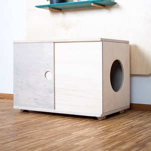 Cat litter box cover, L, Cat litter box furniture, Cat litter cabinet, Pet house, Cat litter storage, Plywood pet furniture